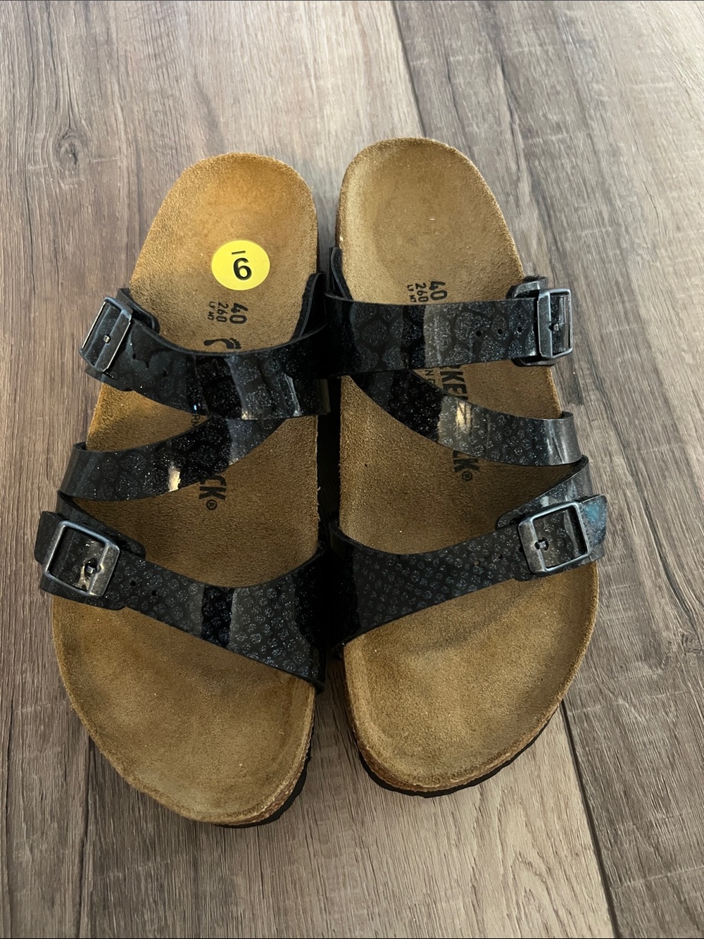 Birkenstock Black Patent Triple Strap Sandals